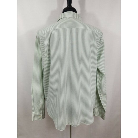 Levis Authentic Original Long Sleeve Casual Cotton Green Striped Shirt Mens XL - Picture 8 of 12